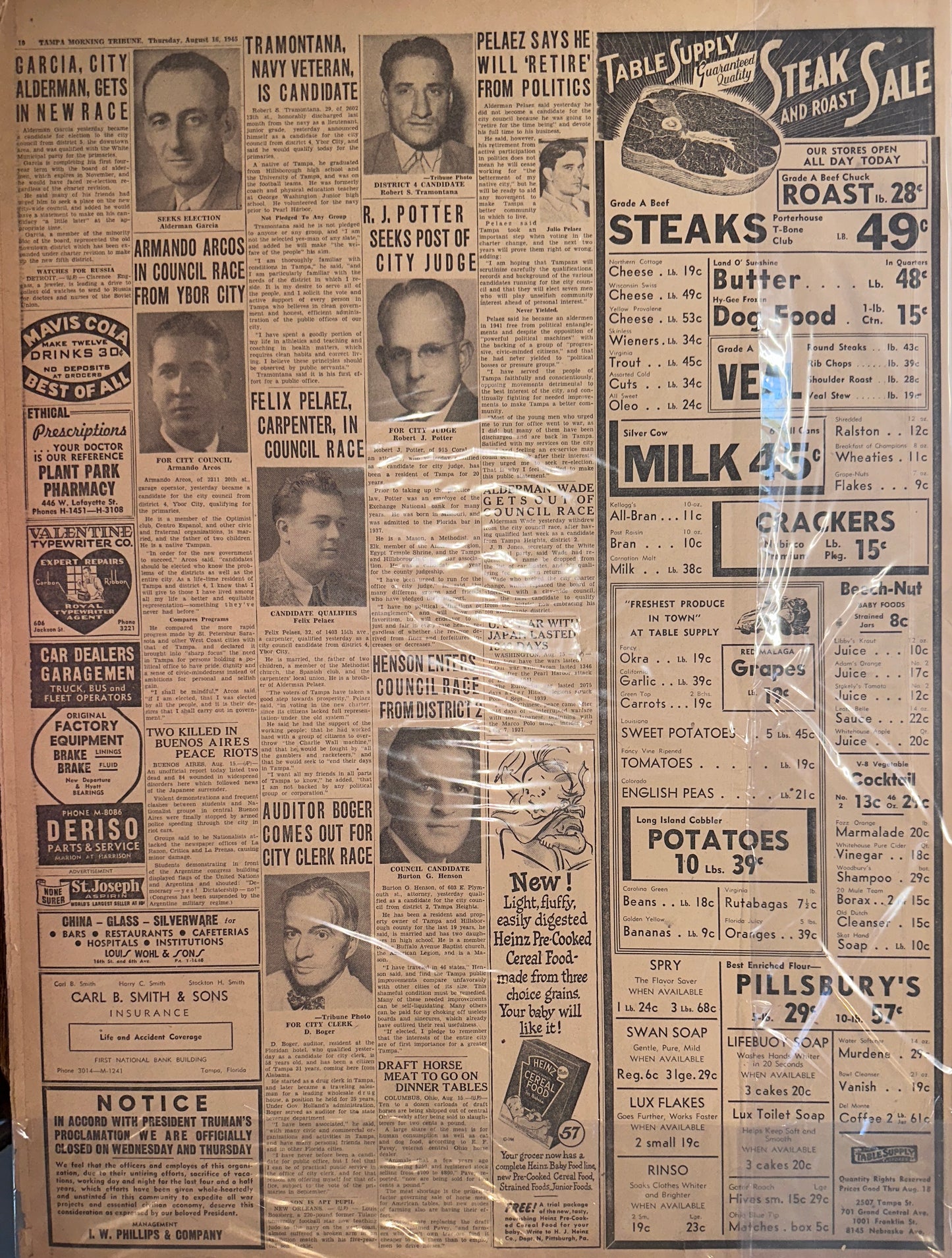 1945 Tampa Morning Tribune - MACARTHUR TO DICTATE TERMS - HH0026