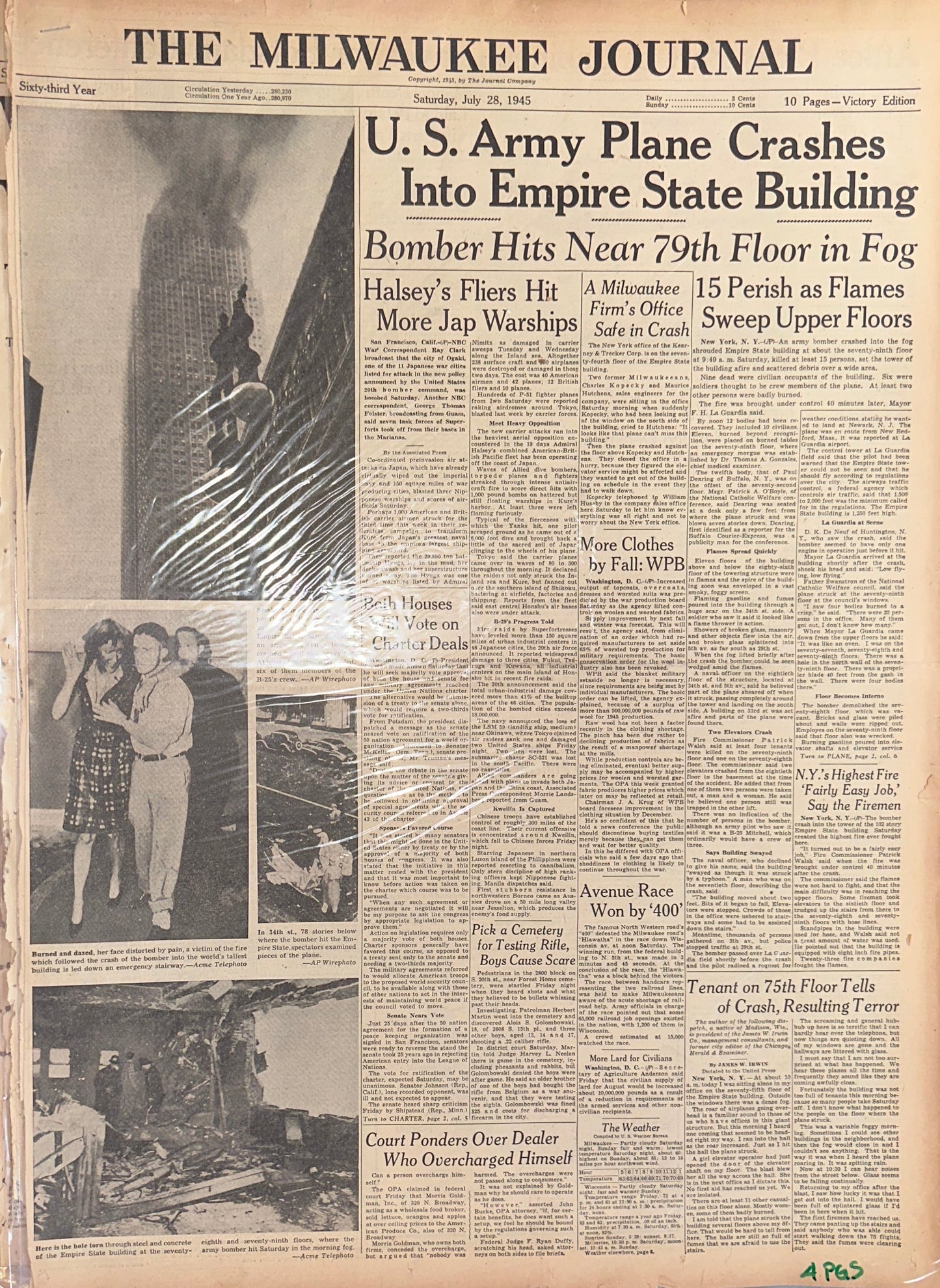 1945-JULY-28 US ARMY PLANE CRASHES INTO EMPIRE STATE BLDG HH0055