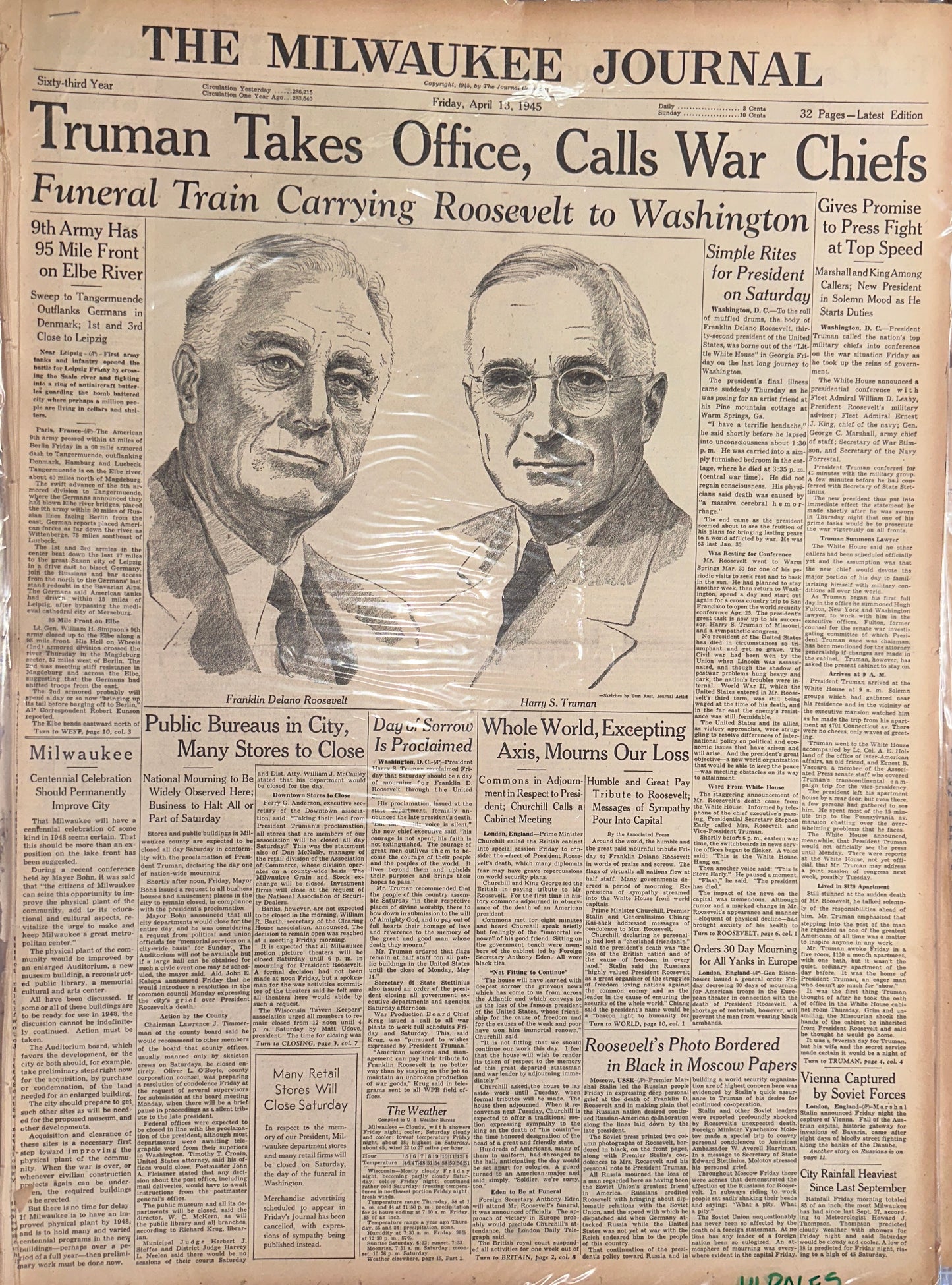 1945-APR-13 TRUMAN TAKES OFFICE, CALLS WAR CHIEFS HH0056