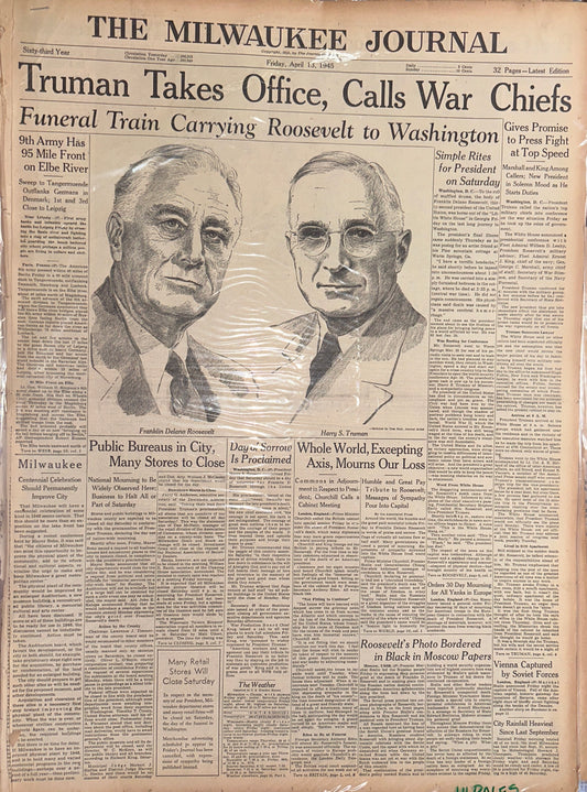 1945-APR-13 TRUMAN TAKES OFFICE, CALLS WAR CHIEFS HH0056
