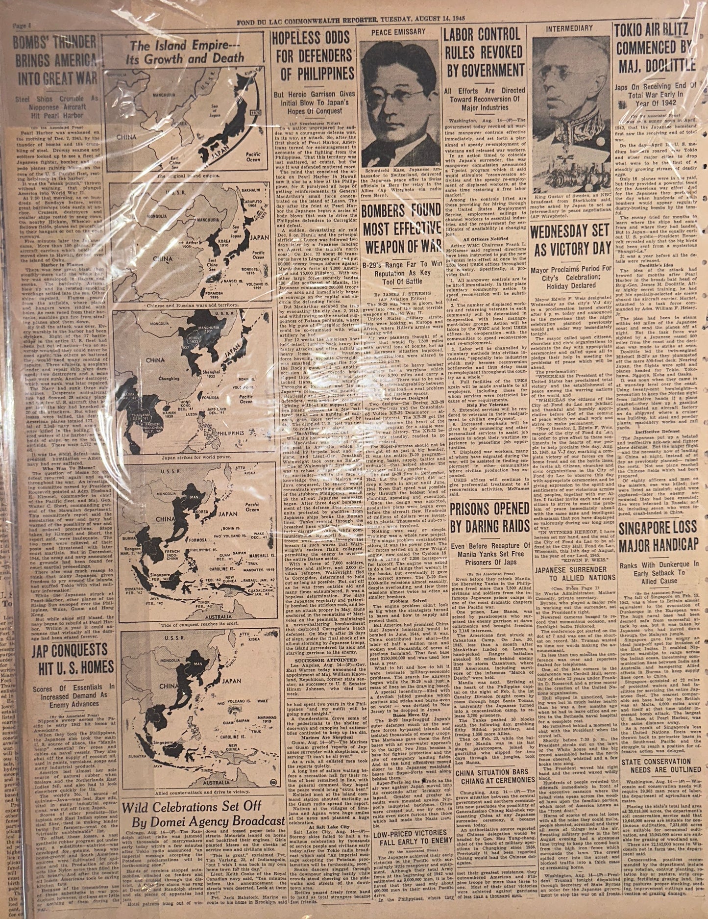 1945-AUG-14 WAR OVER: JAPAN SURRENDERS HISTORIC HEADLINE HH0053