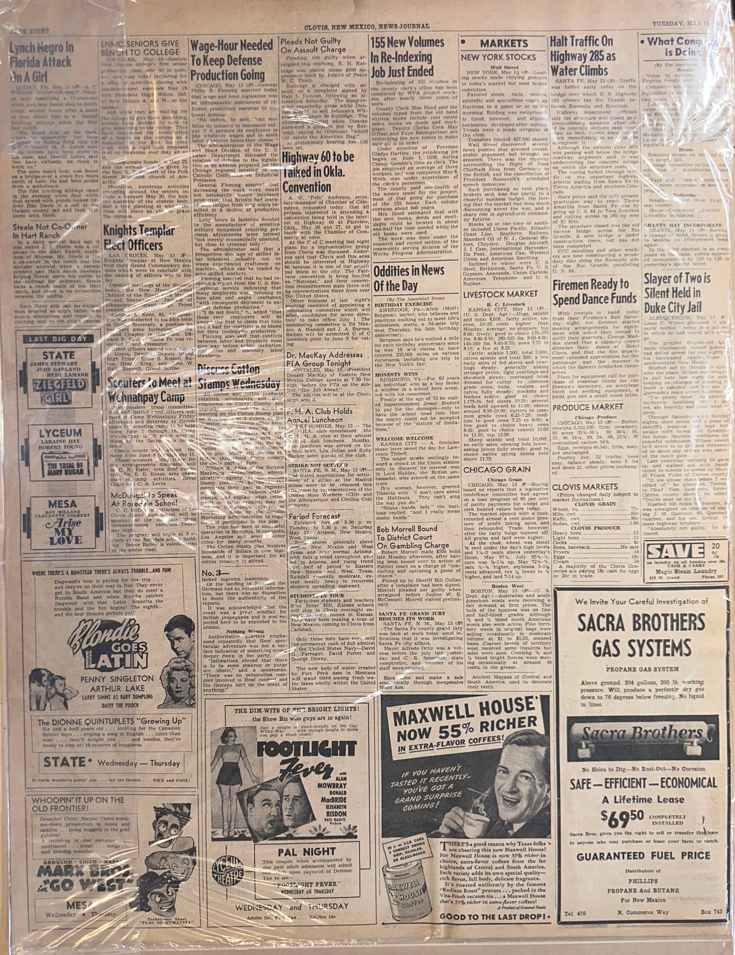 1941-MAY-13: FLIGHT MAY ALTER COURSE OF WWII - HISTORIC HEADLINE HH0049