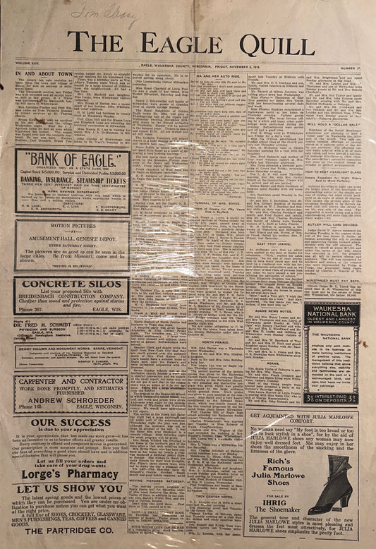 1918-NOV-5 THE EAGLE QUILL ORIGINAL MULTIPAGE NEWSPAPER HH0058