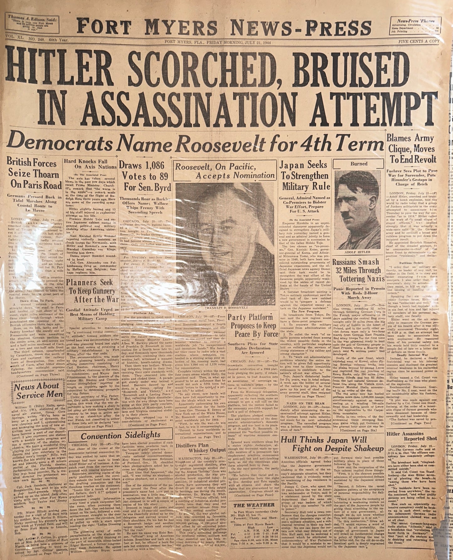 1944-JUL-12: WWII - RESULTS OF ASSASSINATION ATTEMPT - HH0064