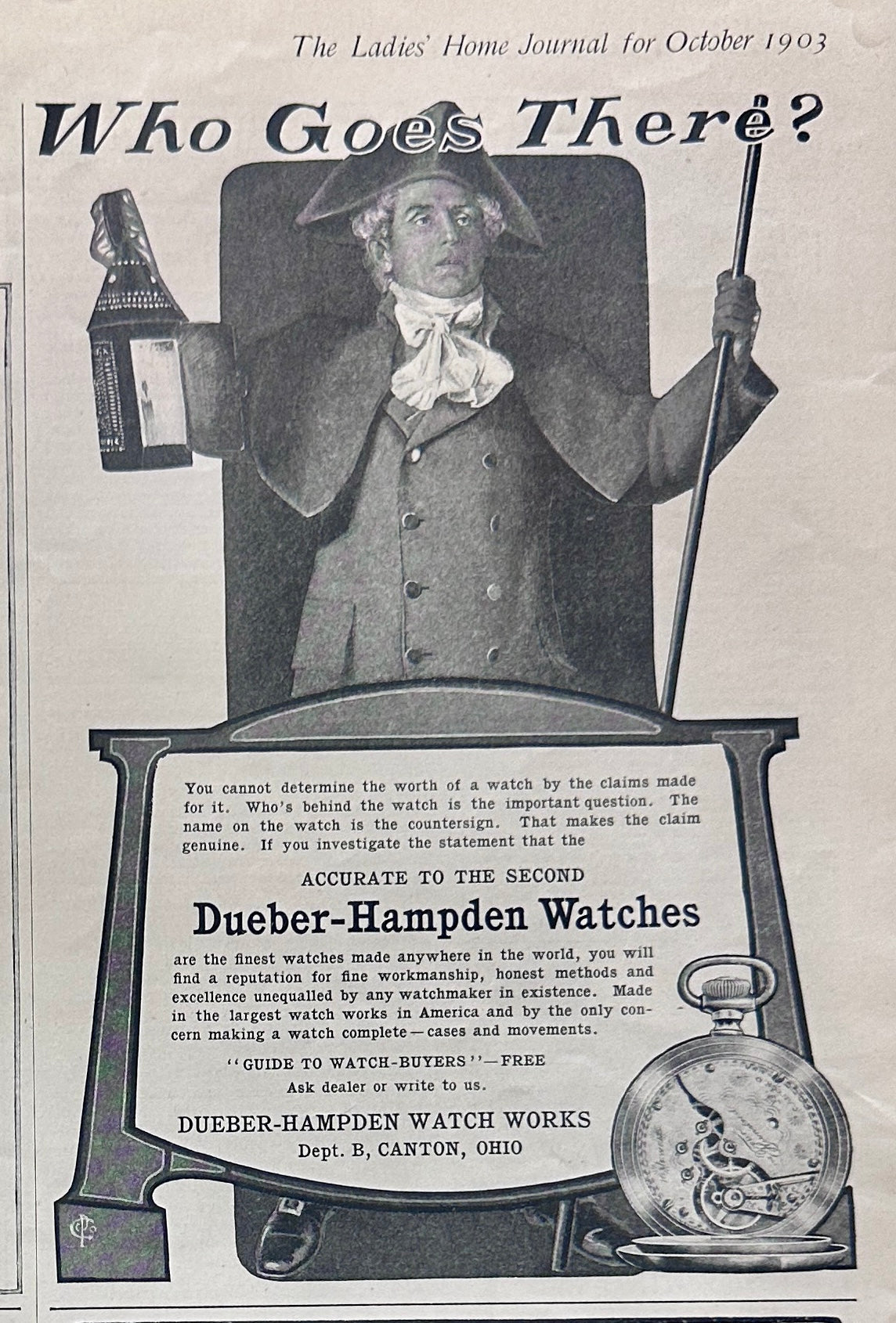 1903 RARE Dueber-Hampden Watch Ad - #1752