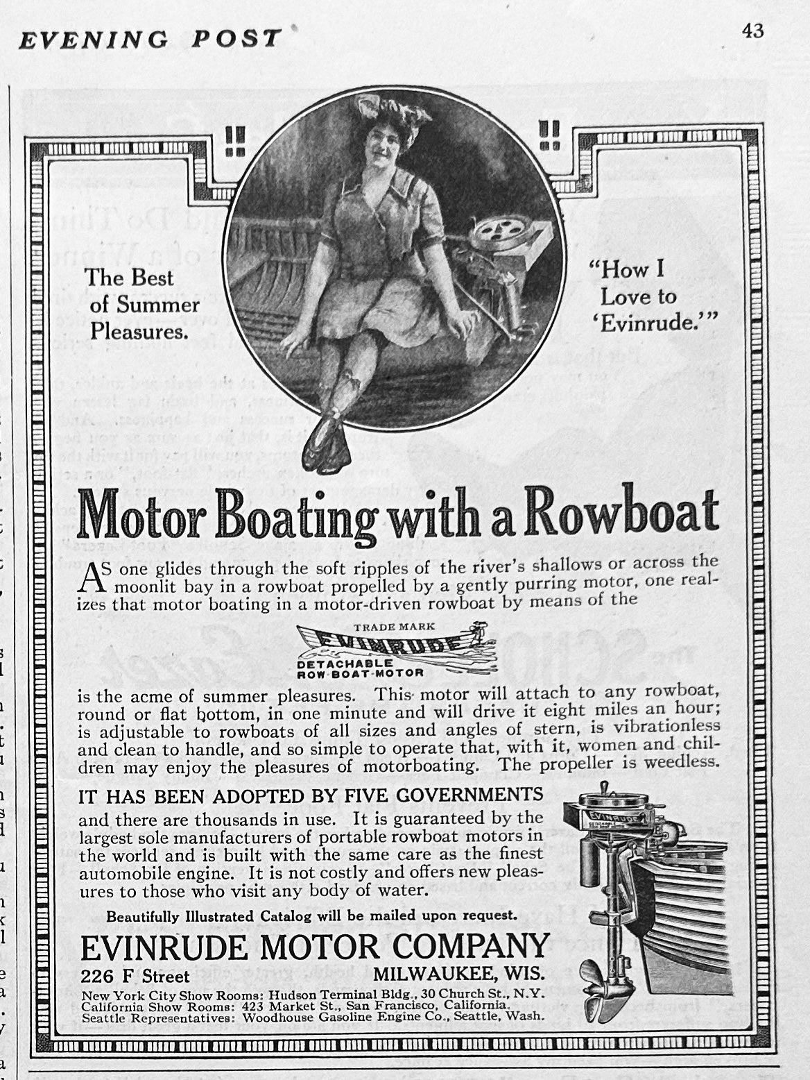 1913 Evinrude Detachable Row Boat Motor - Milwaukee, WI Ad #1759