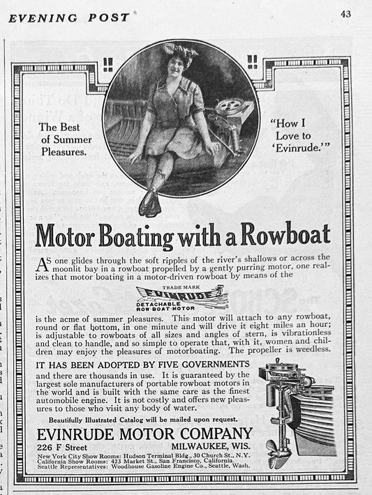 1913 Evinrude Detachable Row Boat Motor - Milwaukee, WI Ad #1759