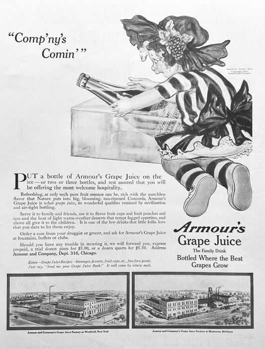 1913 Set of (3) Armour's Grape Juice Full Page Ads #1763