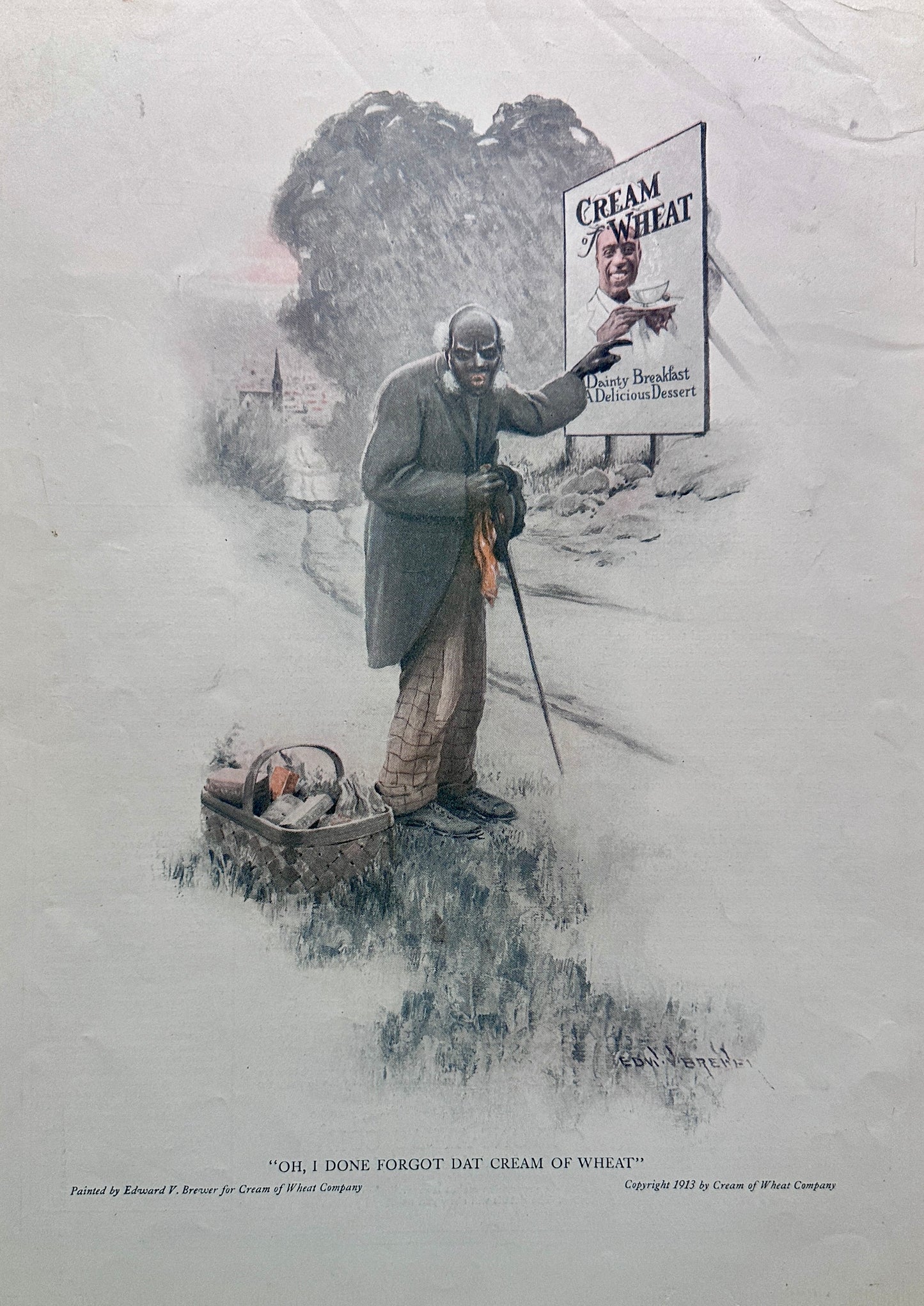 1913 Original Cream of Wheat Ad Painted by Edward F. Brewer Ad #1780