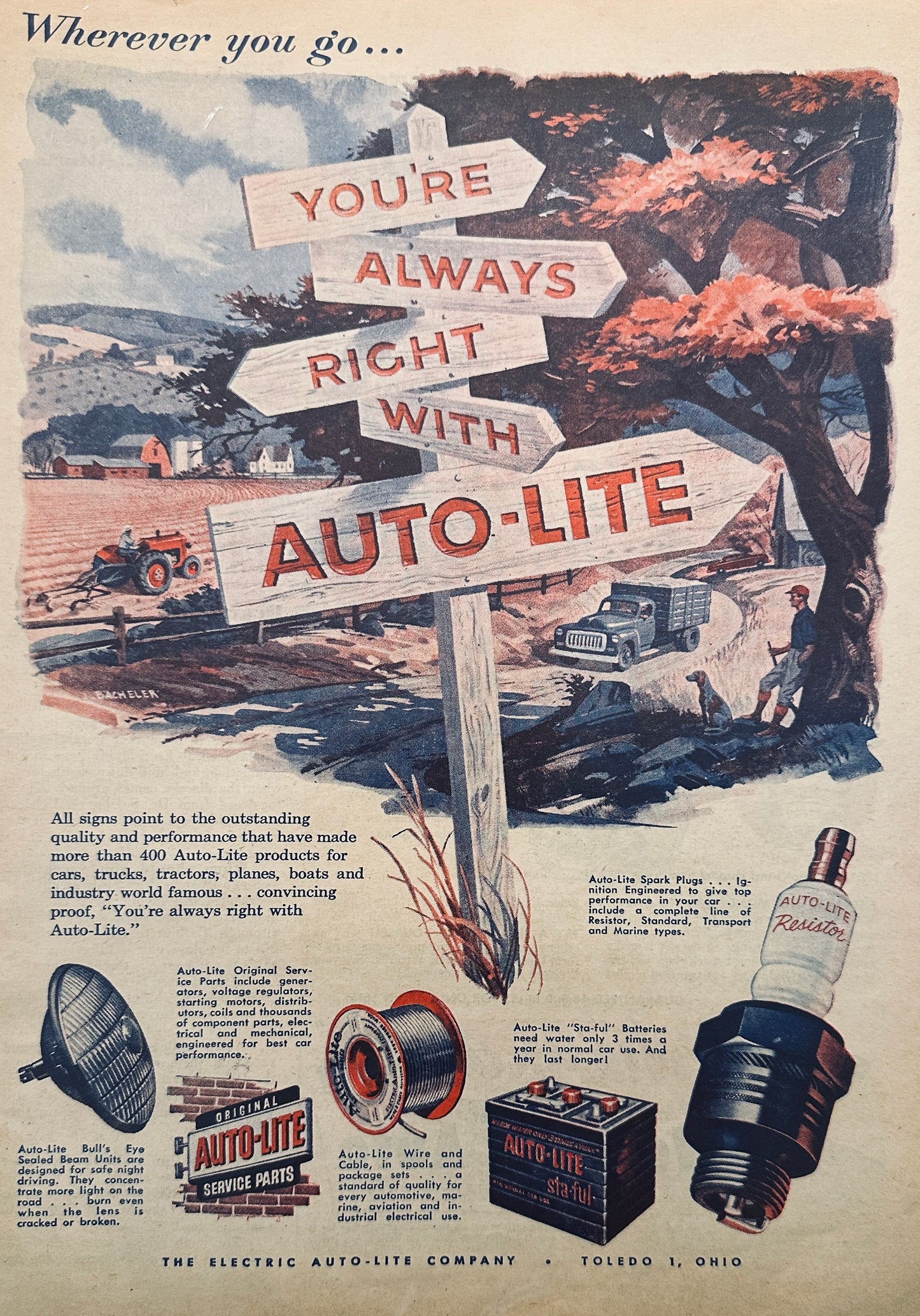 1953 Auto-lite Automotive Accessories Magazine Ad