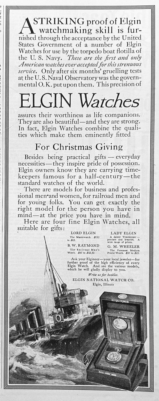 1914 - Early Antique Elgin Watch Ad #1810