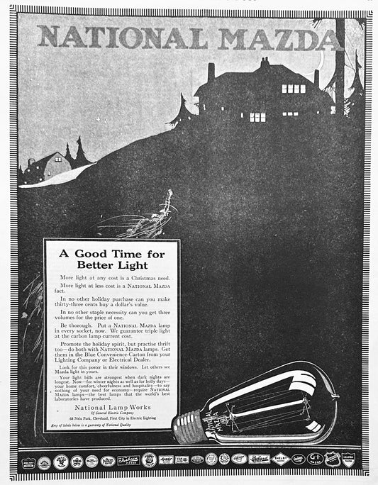 1914 National Mazda - Edison Light Bulbs - Original Ad #1808
