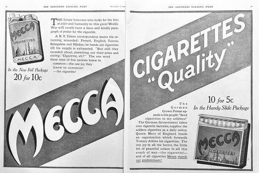 1914 Two-Page MECCA Cigarette Ad #1807