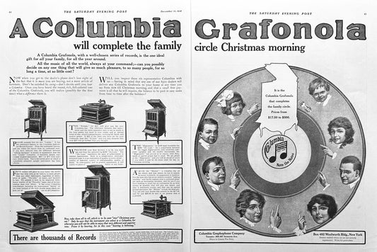 1914 Two-Page Columbia Grafonola 6 Models Shown + Records Ad #1806