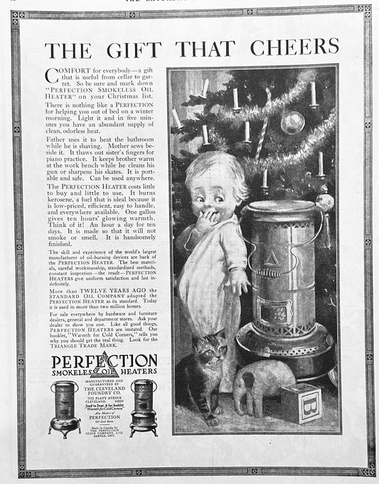 1914 Perfection Smokeless Oil Heaters - Vintage Ad #1804