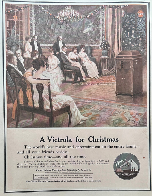 1914 Antique Victrola for Christmas Colorized Ad #1802