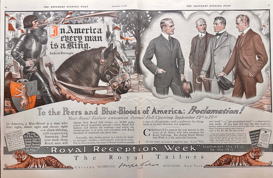 1914 Antique Centerfold Ad - Royal Tailoring - Men's Fashion Ad #1801