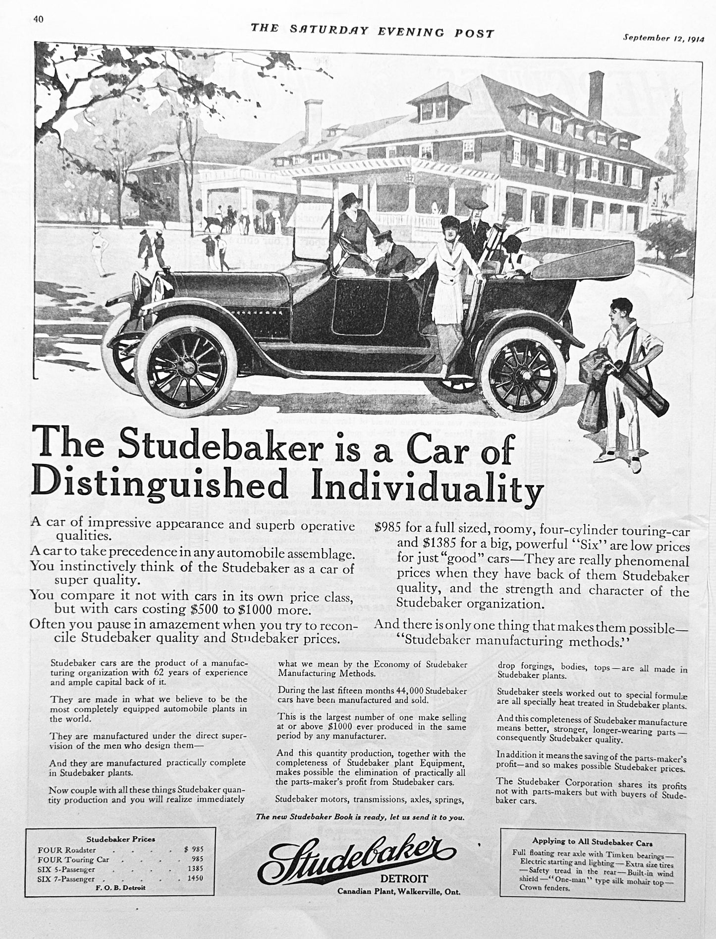 1914 Studebaker - Distinguished Individuality Ad #1799