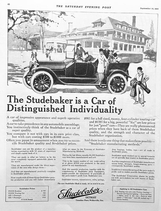 1914 Studebaker - Distinguished Individuality Ad #1799