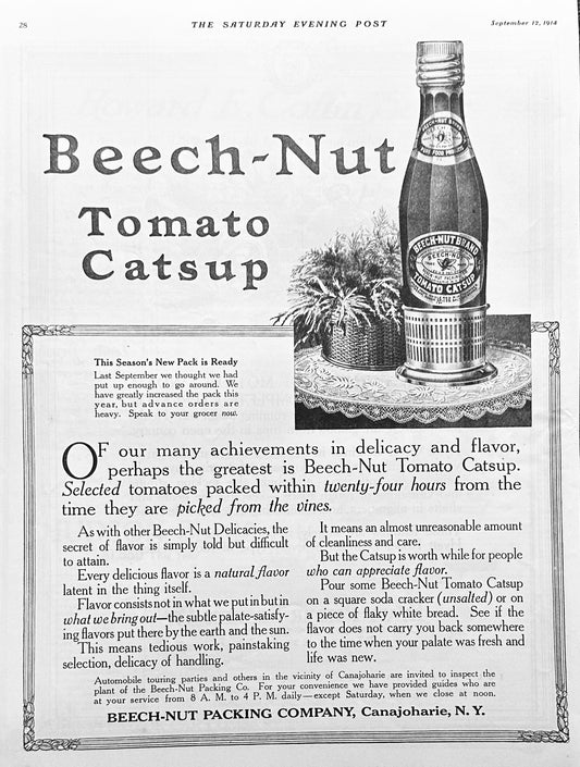 1914 Beech-Nut Tomato Catsup Antique Ad # 1796