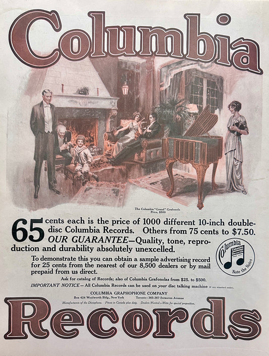 1914 Columbia Records 65 Cents each Ad #1815