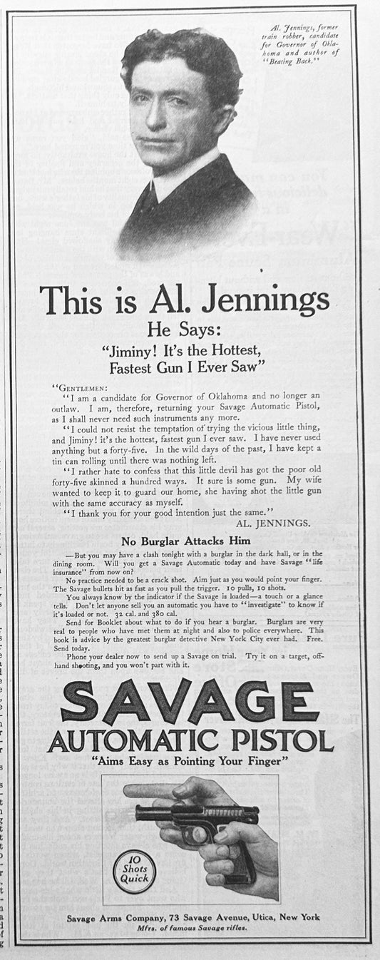 1914 Savage "IMP" Automatic Pistol Vintage Ad #1828