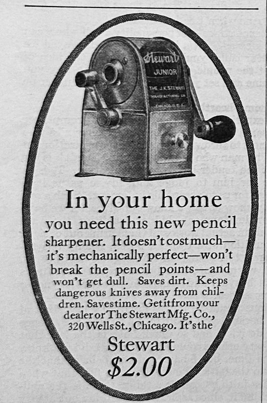 1915 Lot of (2) Steward Pencil Sharpener Ads (Small) Ad Set #1853