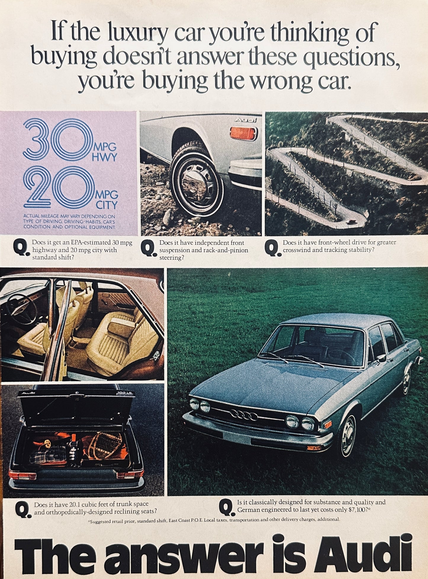 1976 Audi Sedan Can your Luxury Car Answer these Questions?  Magazine Ad