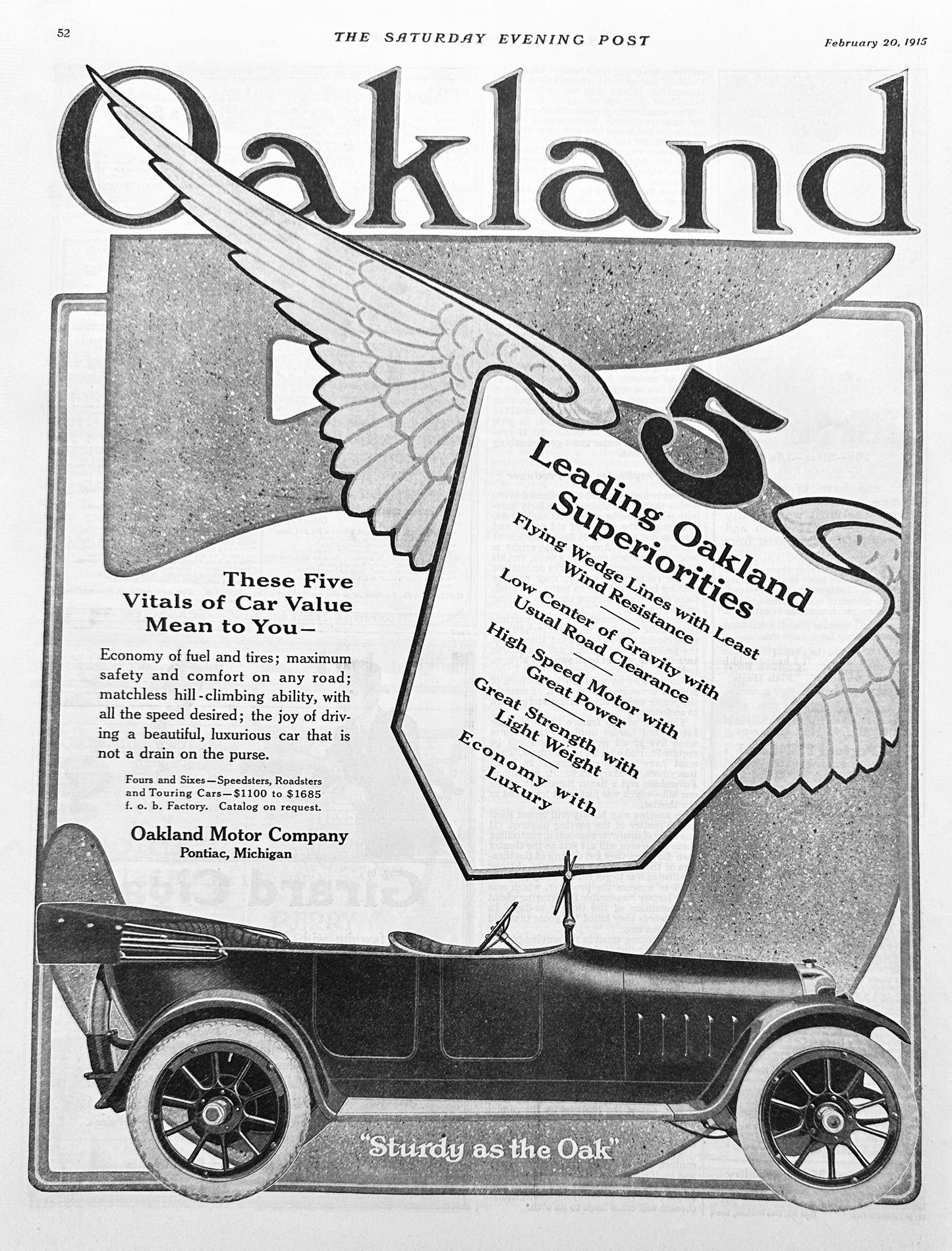 1915 Oakland Motor Company, Pontiac, MI - Ad #1840