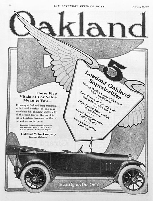 1915 Oakland Motor Company, Pontiac, MI - Ad #1840