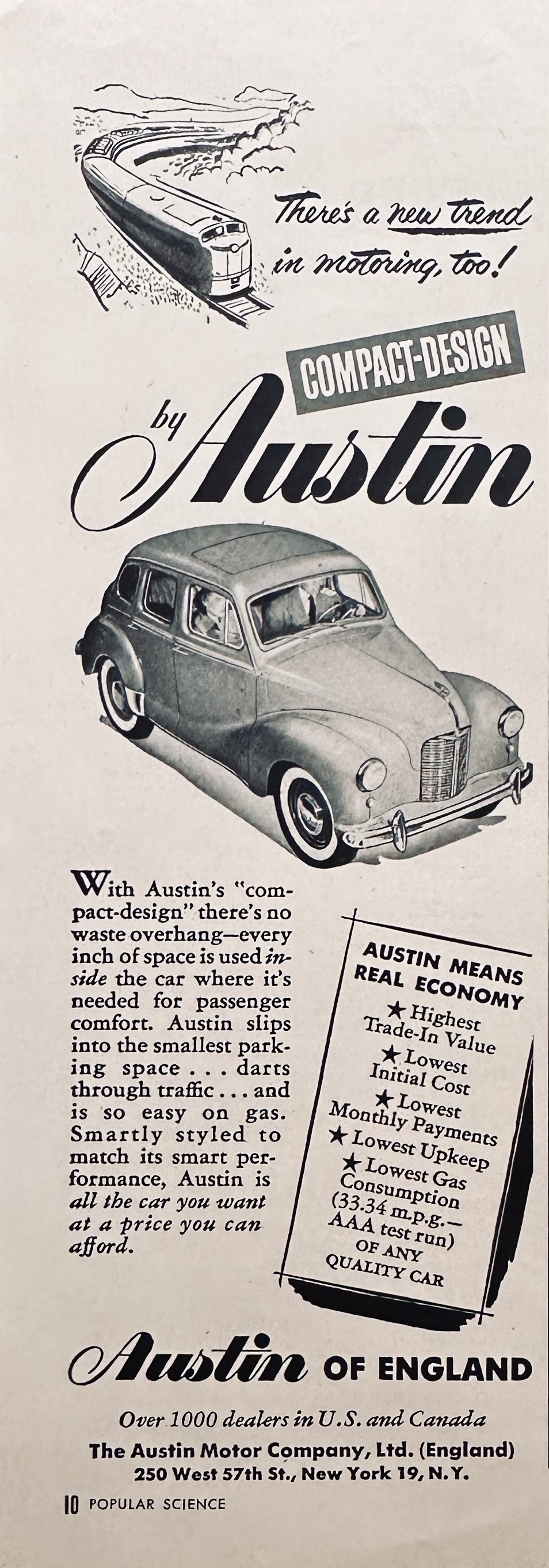 1951 Austin of England - Compact Design - Sedan Magazine Ad