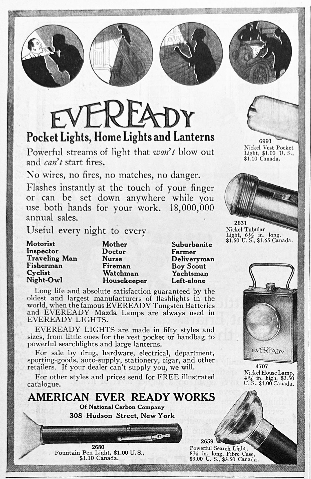 1915 Eveready Flashlights, Pocket Lights & Lanterns Ad #1843