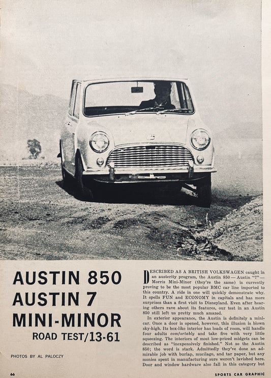 1961 Austin 850 - Austin 7 Mini-Minor Magazine Article 4-Pages