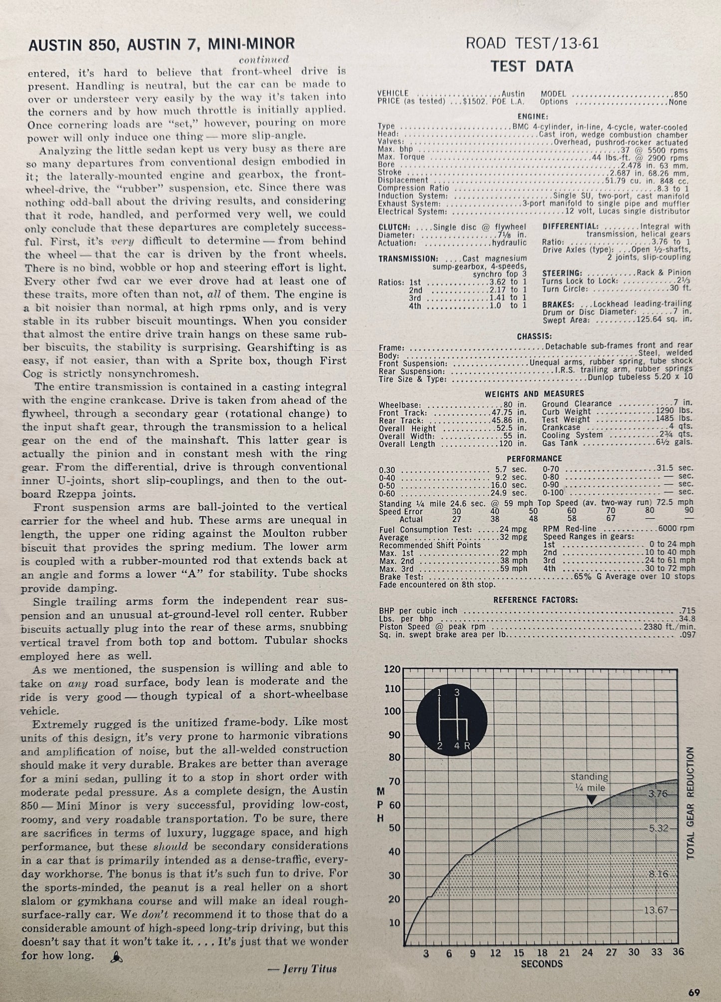 1961 Austin 850 - Austin 7 Mini-Minor Magazine Article 4-Pages