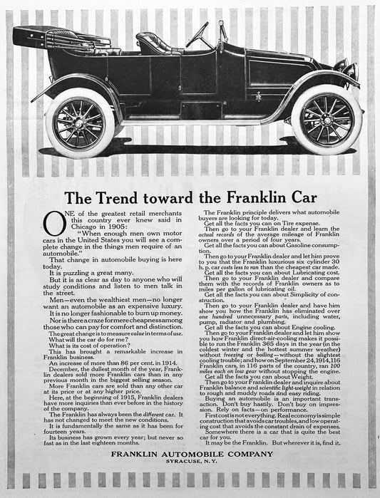1915 Franklin Automobile Co - Syracuse, NY Ad #1850