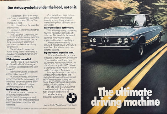 1975 BMW 3.0Si 2-page Ultimate Driving Machine Magazine Ad