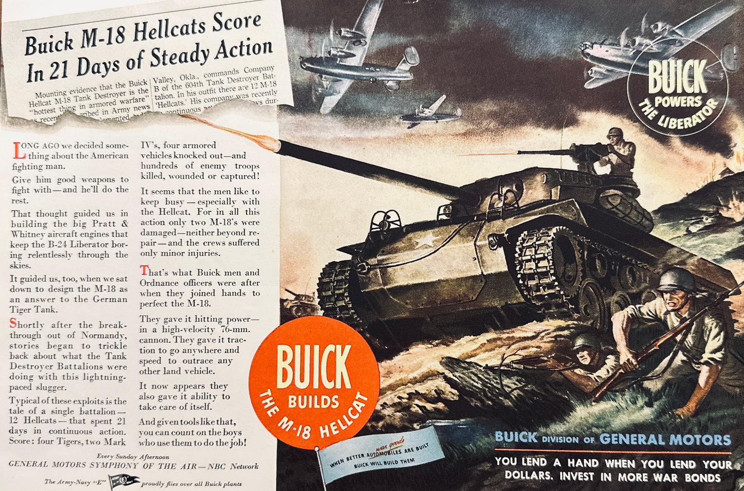 1945 Buick Powers the M-18 Hellcat Tank - WWII Era - Promo Ad