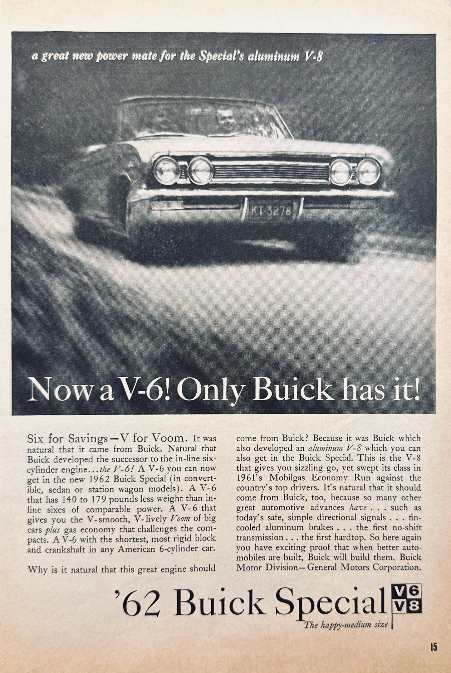 1962 Buick Special Now a V-6! Only Buick has it -  Magazine Advertisement