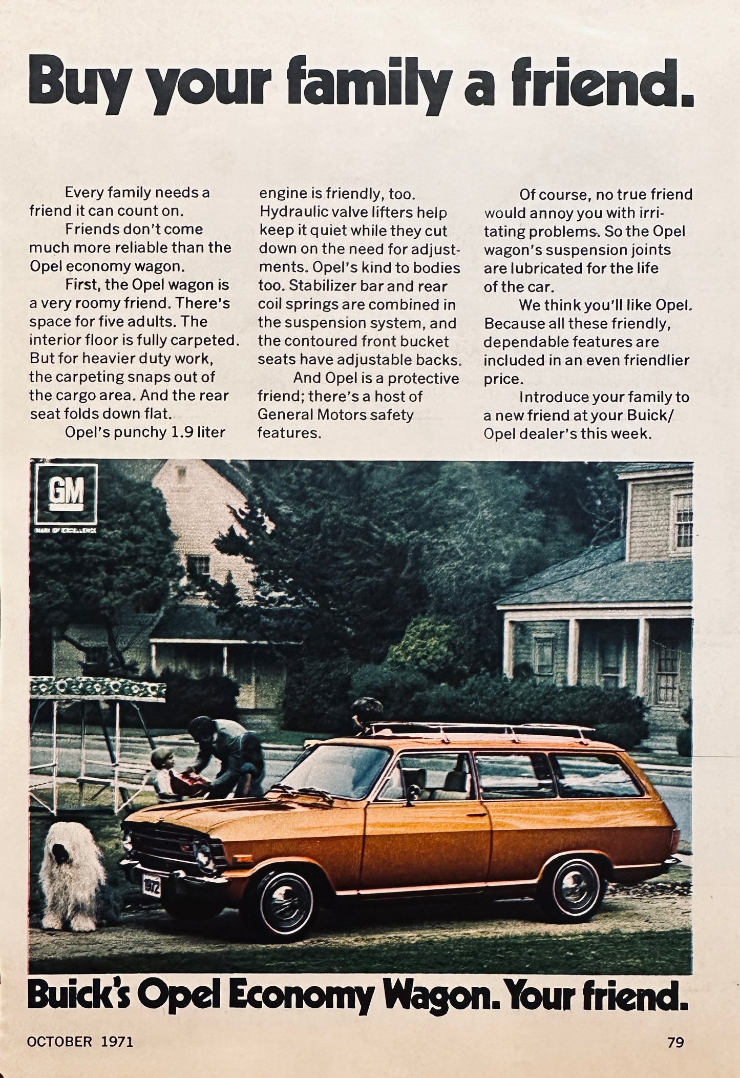 1971 Buick Opel Economy Wagon - Buy your Family a Friend - Magazine Ad