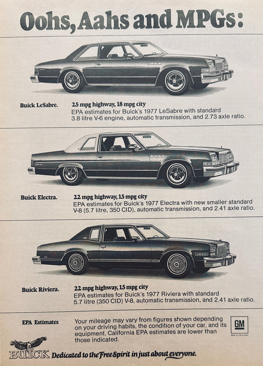 1977 Buick LeSabre, Electra and Riviera  Oohs & Aahs - Magazine Ad