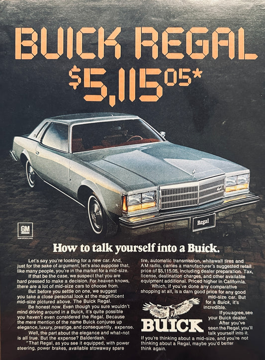 1977 Blue Buick Regal with Landau Roof Magazine Ad