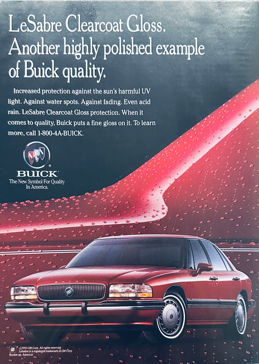 1993 Buick LeSabre Clearcoat Gloss Single Page Magazine Ad