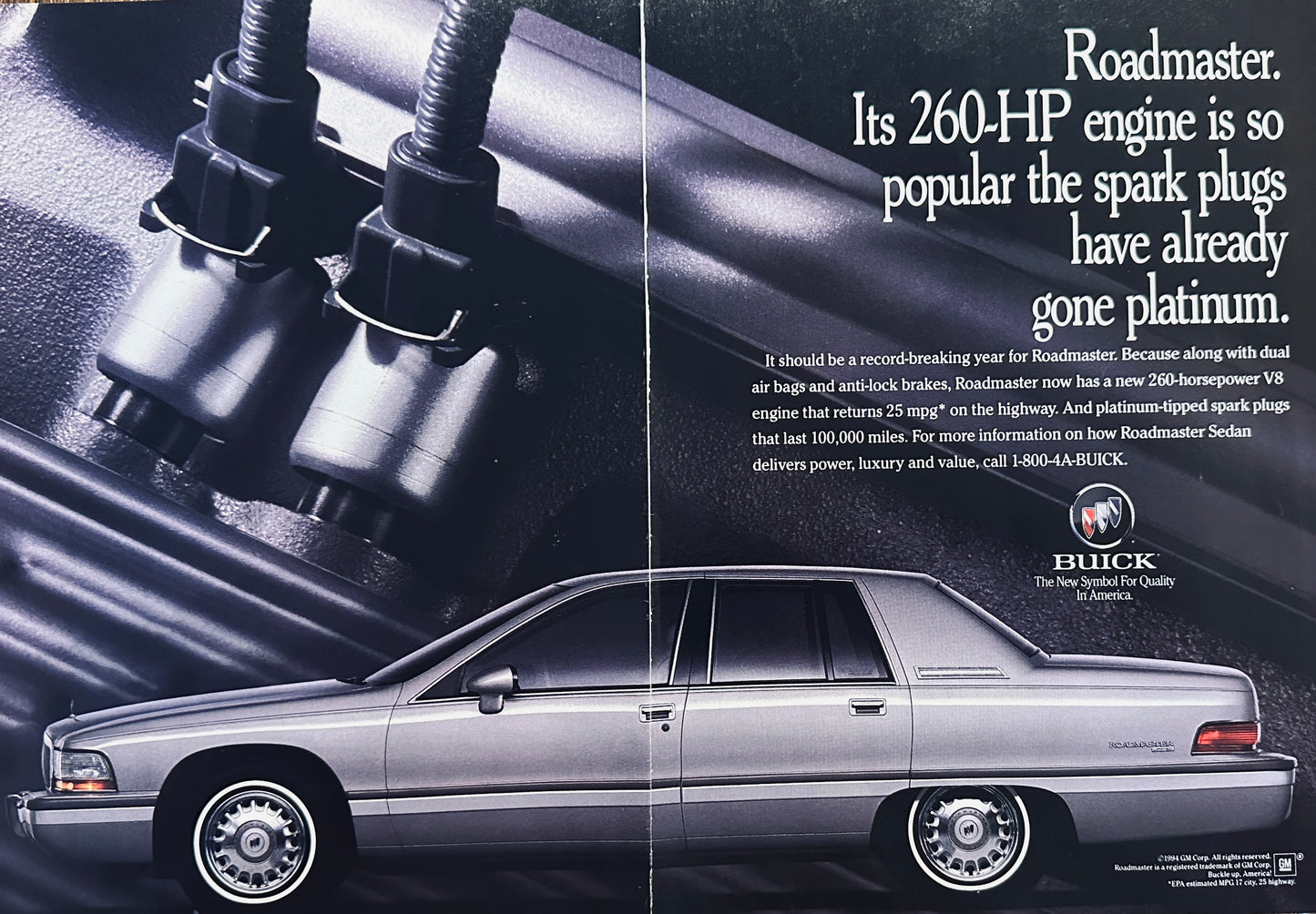 1994 Buick Roadmaster Centerfold Magazine Ad - Spark Plugs Gone Platinum