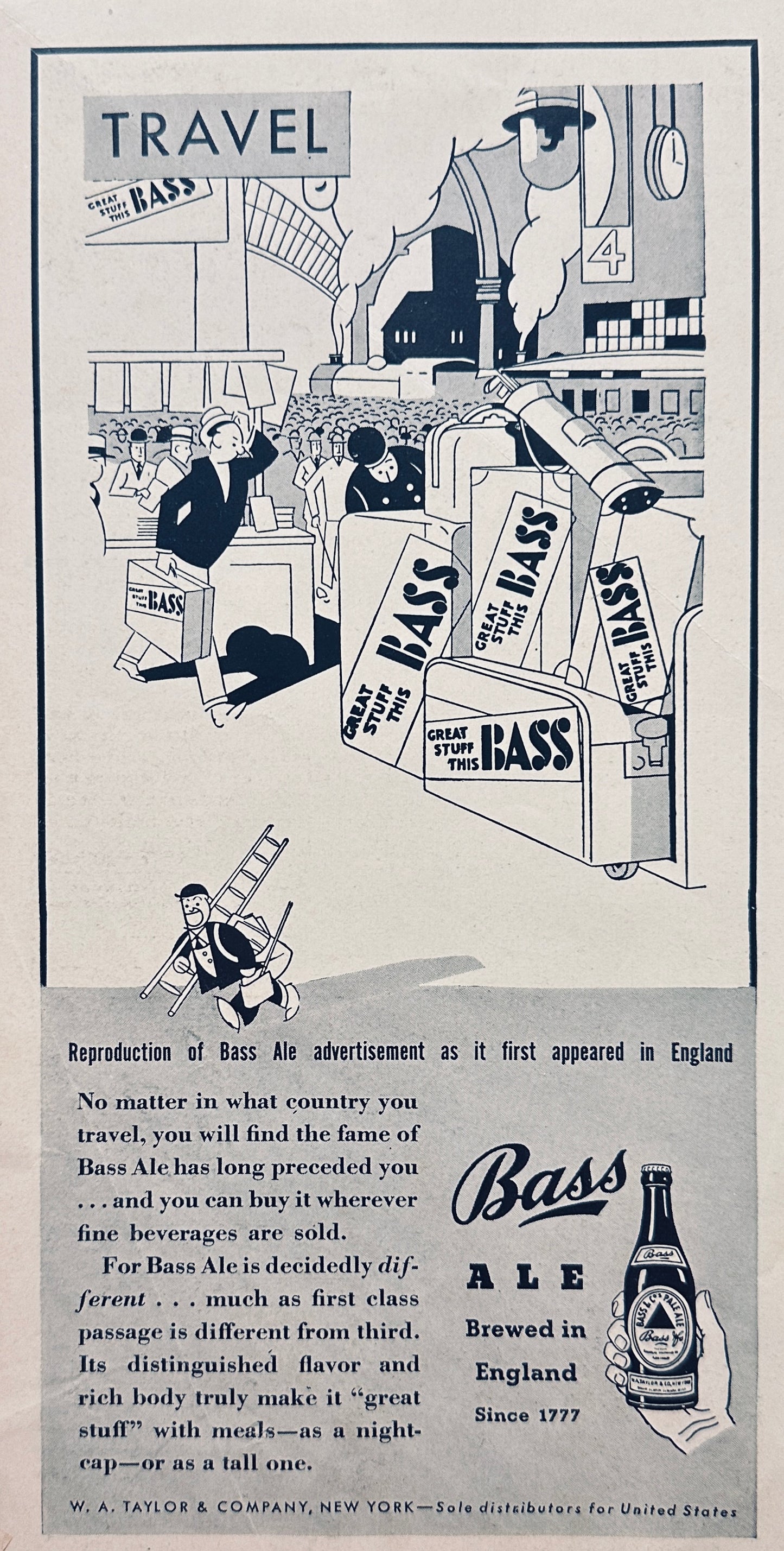 Hey Bartender!  Date Unknown - Bass Ale Ad reprint - Possibly WWII Era