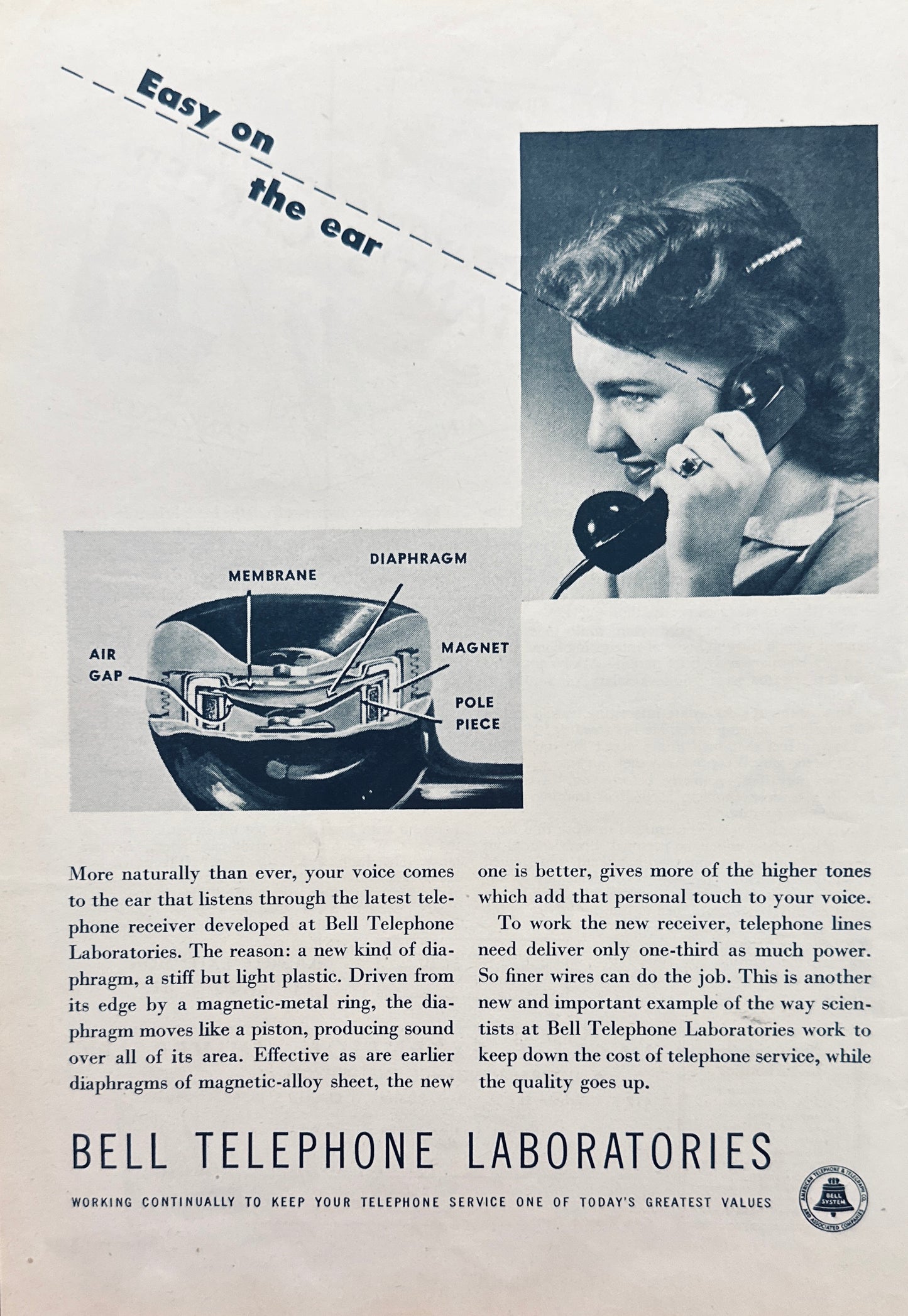 1951 Bell Telephone - New Telephone Receiver Introduced - Promo Ad