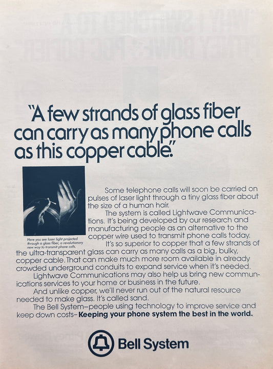 1976 Bell Telephone System  - A few Strands of Glass - Magazine Ad