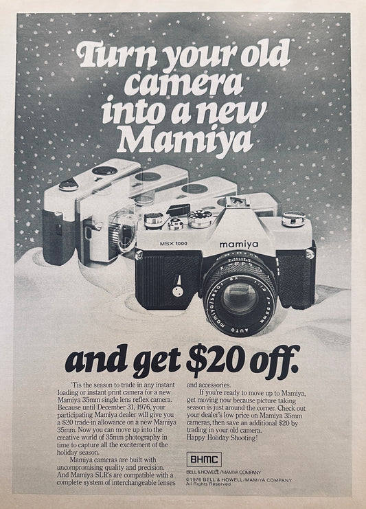 1976 Bell & Howell Mamiya 35 mm Camera - trade in Old Cameras -  Magazine Ad