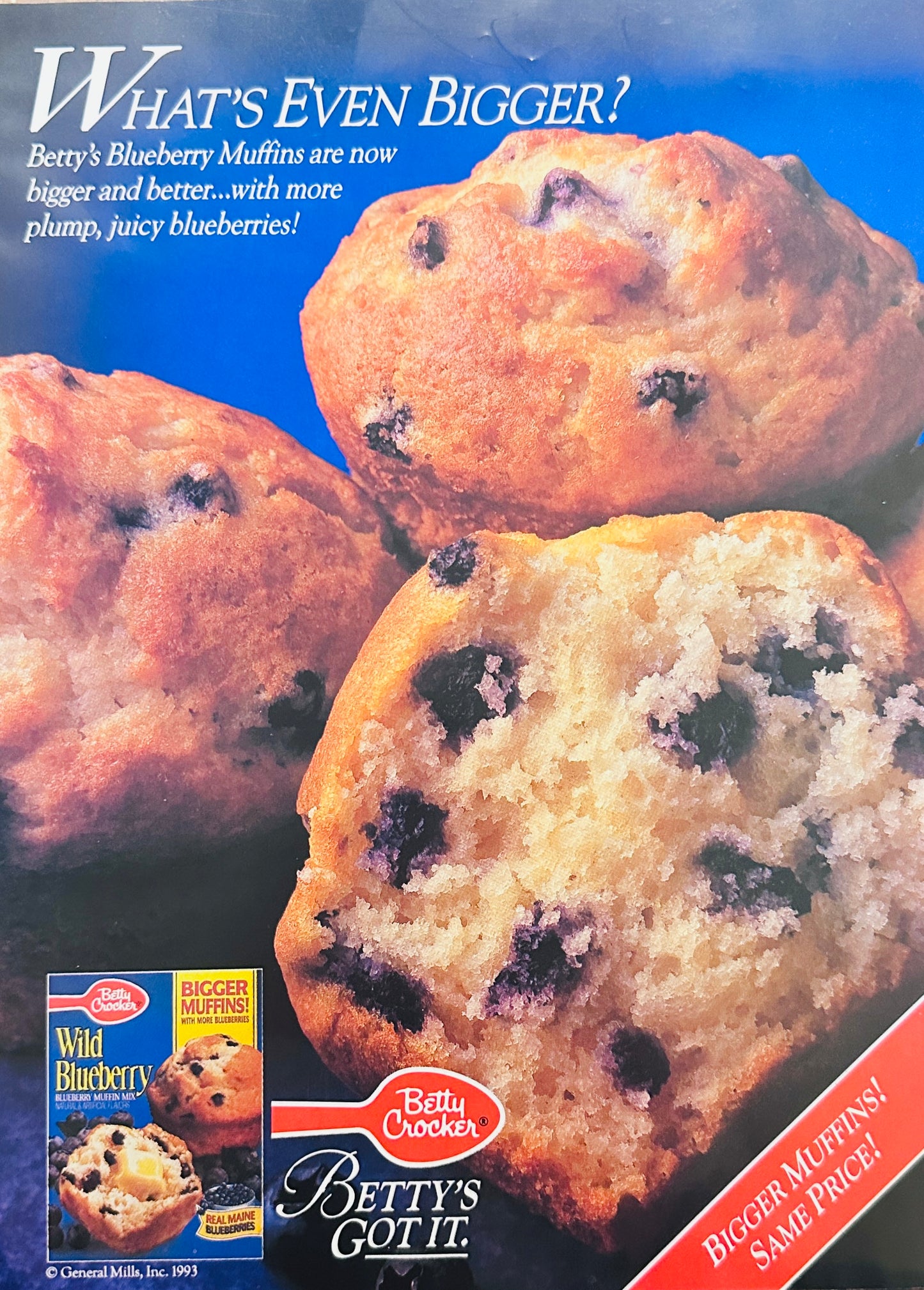 1993 Betty Crocker Blueberry Muffin Mix - Magazine Ad