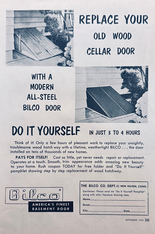 1955 Bilco Cellar Doors - So Many Houses have them!  Magazine Ad