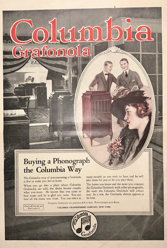 1918 Columbia Grafonola Buying a Phonograph the Columbia Way Ad #1902